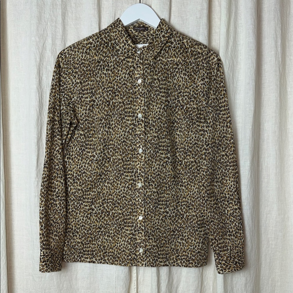 J. MCLAUGHLIN Cotton Animal Print Button Down Shirt Medium